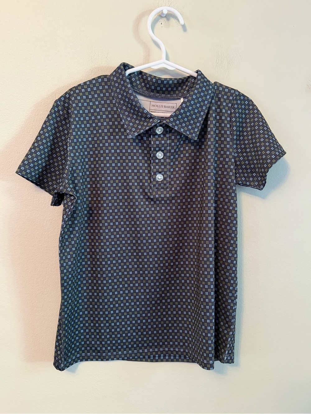 Hollis Baker Navy Patterned Polo Top